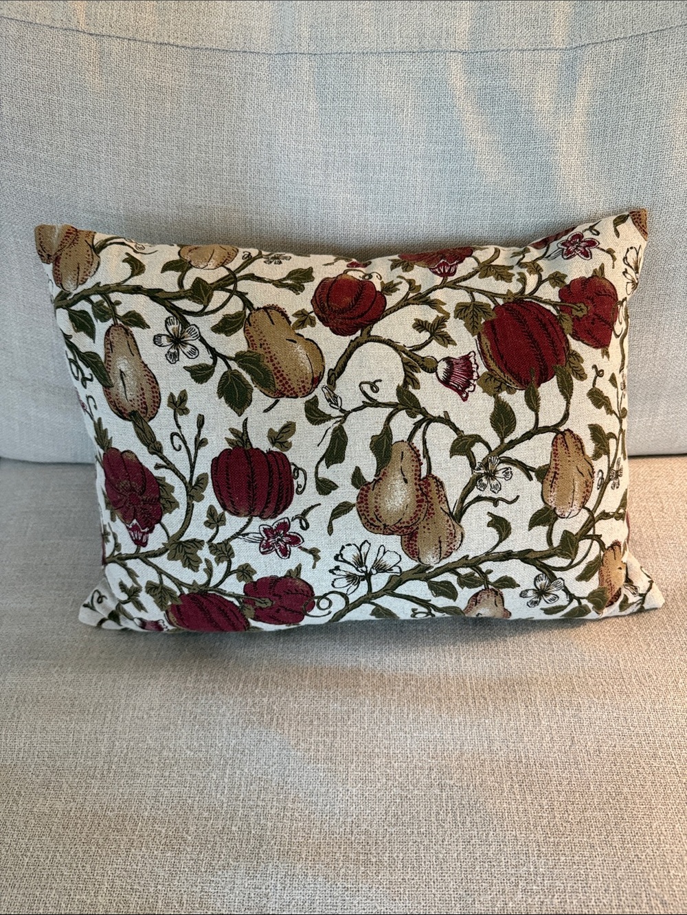 Threshold Autumn Vine Pumpkin Pillow - Red, Green, Brown, Cream